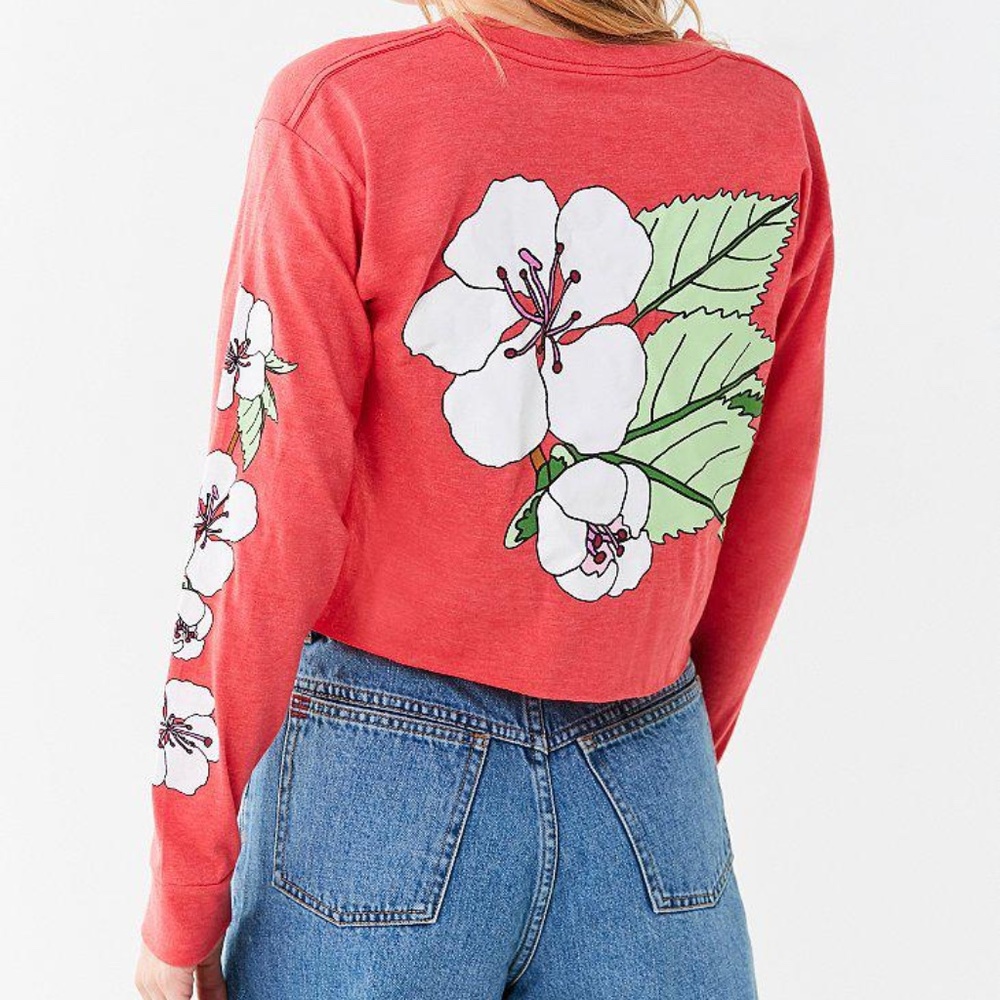 Urban Outfitters Red Hibiscus Floral Crop Top
